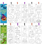 DIYASY 72 Pcs Halloween Bookmarks, Color Your Own Pumpkin Bookmarks DIY Coloring Blank Bookmark C...