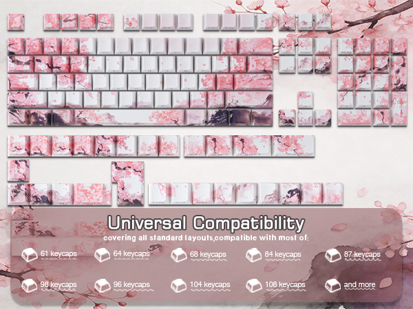 Pink Cherry Blossom Shine Through Keycaps