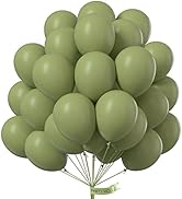 PartyWoo Retro Green Balloons, 100 pcs 10 Inch Sage Green Balloons, Green Balloons for Balloon Ga...