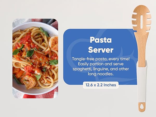 Wooden Utensils Set White Pasta Server