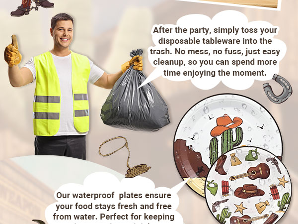 bandana plates rustic country Wild West cowboy birthday party celebration paper plates napkins