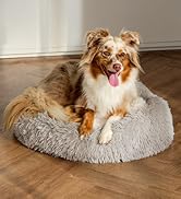 Amazon Basics Donut Pet Bolster Faux Fur Bed for Dog, Grey, 23&#34; x 23&#34;