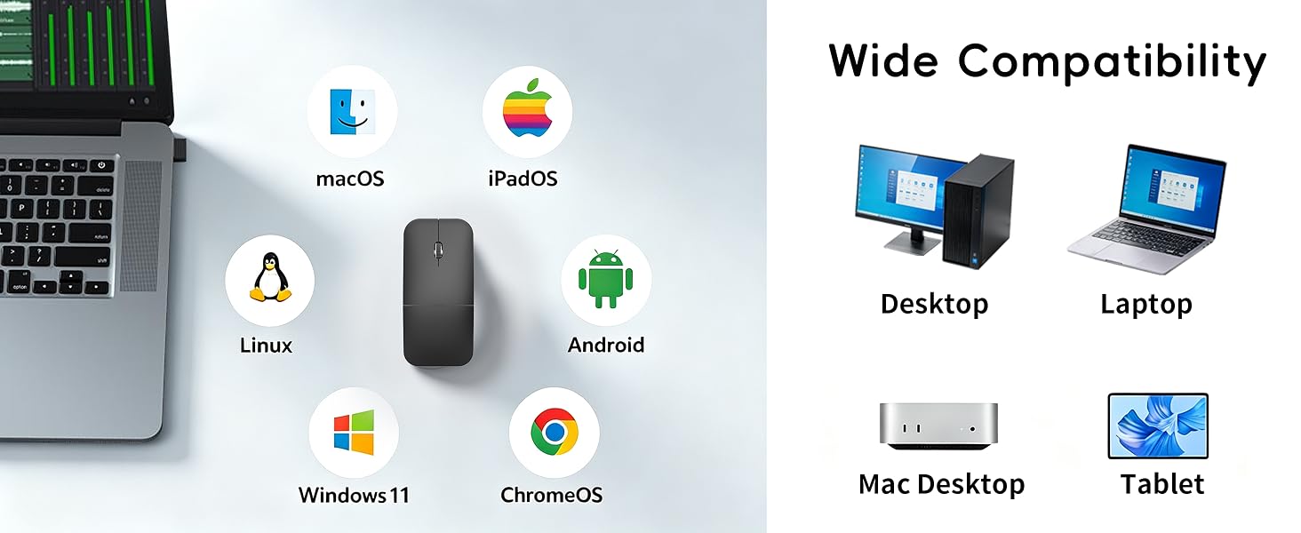 Bluetooth Arc Travel Mouse BT &amp;amp; USB Wireless Dual Mode Silent Computer Mice
