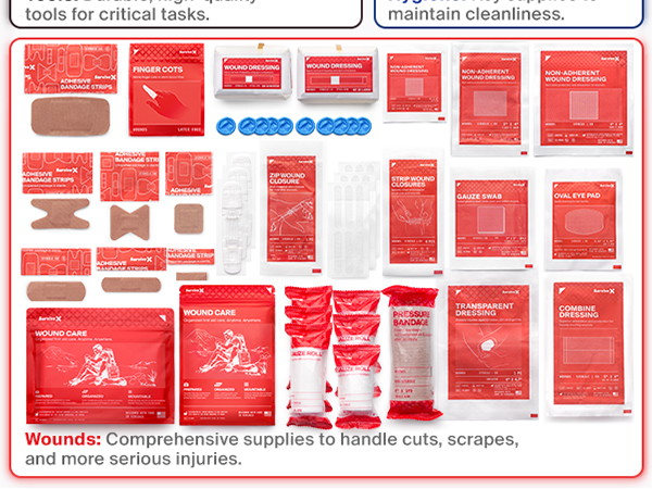Large First Aid Kit for Car, Travel &amp;amp;amp; Home - Emergency Kit for Hiking, Camping, Outdoors