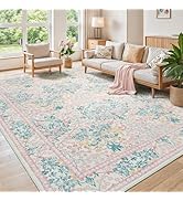Lessymo 8x10 Washable Rug for Living Room, Soft Non Slip Pink Area Rugs for Bedroom Nursery Dinin...