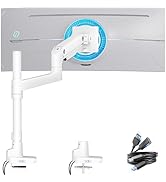 ARES WING Heavy Duty Monitor Arm with USB A/C, Tall Ultrawide Monitor Arm for 17 to 49 inch Scree...