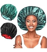 2 PCS Silk Bonnet for Sleeping, Large Satin Bonnet Hair Bonnets for Women Sleep Cap, Double Layer...