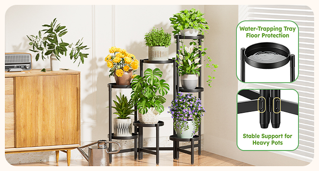 Corner Floding Tall Plant Stand Indoor Outdoor Plant Holder Flower Shelf