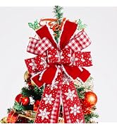 LaRibbons Large Christmas Tree Topper Bow,13 x 43 Inch Red Snowflakes, Buffalo Plaid, Velvet Tree...