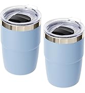 Cafezi 8 oz Espresso/Coffee Cup with Magnetic Lid, Ceramic-Lined 18/8 Stainless Steel, Double-Wal...