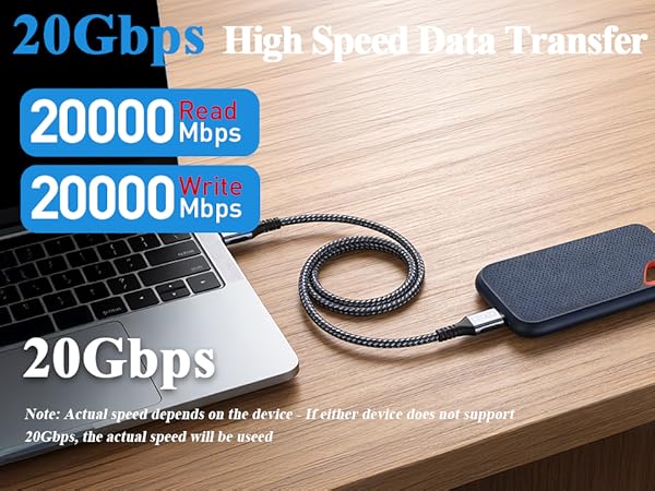 usb c cable 20gbps data transfer