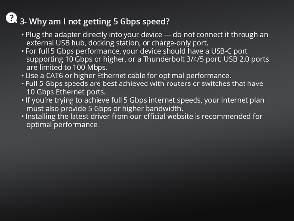 Question Answer on Reasons for Lower 5 Gbps Speed