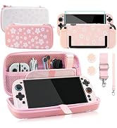 PAWDIARY Pink Sakura Switch 2 Carrying Case, Cute Girly Bag Accessories with Switch 2 Protective ...