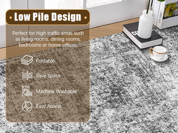 HIRUG Washable Area Rug