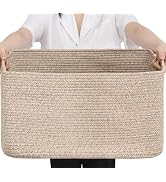 Optish 75L Blanket Basket, Large Woven Baskets for Storage, Blanket Storage for Living Room, Rope...