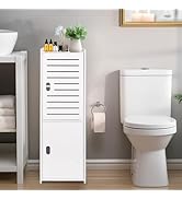 ShellKingdom Toilet Paper Holder Stand, Small and Slim Bathroom Storage Cabinet Shelves, Storage ...