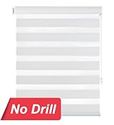 LazBlinds Dual Layer Zebra Roller Blinds No Tools No Drill Light Filtering Sheer Privacy Light Bl...