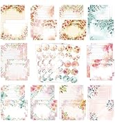 FUNCLASS Stationary Letter and Envelopes, 160 Pcs Flowers Stationary Set with 50 Lined Stationery...