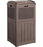 Devoko 33 Gallon Outdoor Trash Can, Hideaway Garbage Bins with Tiered Lid, Waterproof Resin Outsi...