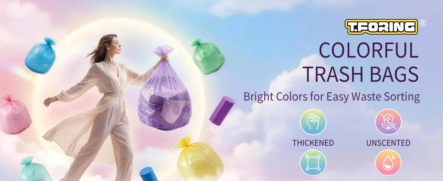 Trash Bags Colored Small Garbage Bags Unscented Can Liners
