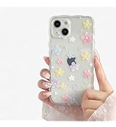 FABSPARK Case for iPhone 15 Pro Max,Transparent Clear Cute Flower Floral Pattern Wave Design Curl...