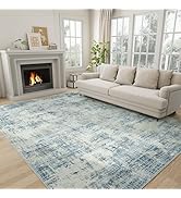 8x10 Area Rugs for Living Room Washable Rug: Anti-Skid Abstract Modern Living Room Rug Soft Thin ...