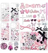 RQAYE Junk case charms,junk case Kit for Customizing Diy Cases,With Cute Bow,Flatback Pearls,Lett...