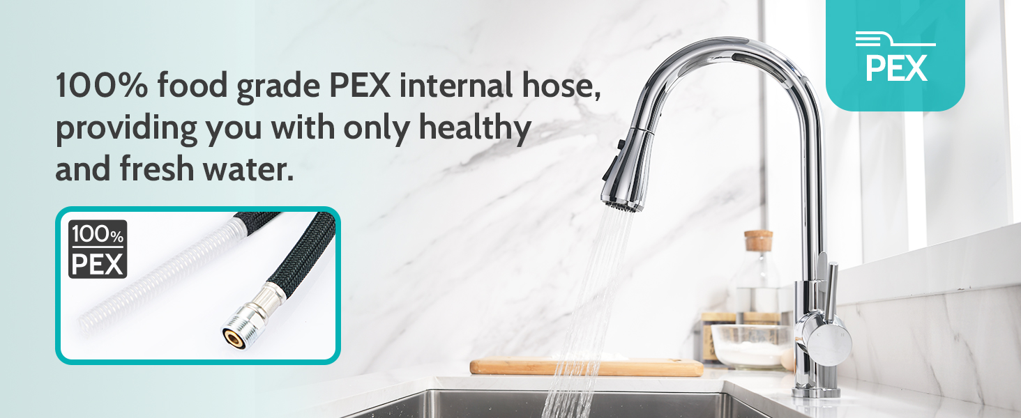 kitchen faucet with food grade PEX internal hose