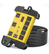 Heavy Duty Power Strip Surge Protector with USB,CRST Metal Power Strip with 2 USB 15 A 1875W, 15-...