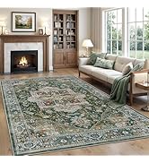 Rugland 8x10 Area Rugs - Stain Resistant Washable Rug, Anti Slip Rugs for Living Room, Vintage Tr...