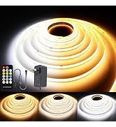 CCT COB LED Strip Lights, 6.56ft Dimmable 2700K-6500K 24V Tunable White LED Light Strip Kit, High...