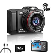 Digital Camera,4K 64MP Autofocus Vlogging Camera with Dual Lens,18X Zoom/WiFi/32GB Card/,Point an...