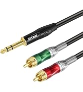 SiYear 1/4 to Dual RCA Y Splitter Cable,6.35mm Stereo Jack to RCA Male Audio Cable Quarter inch T...