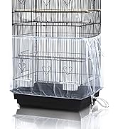 ASOCEA Bird Cage Seed Cather,Universal Adjustable Birdcage Cover Skirt Nylon Mesh Netting Parrot ...
