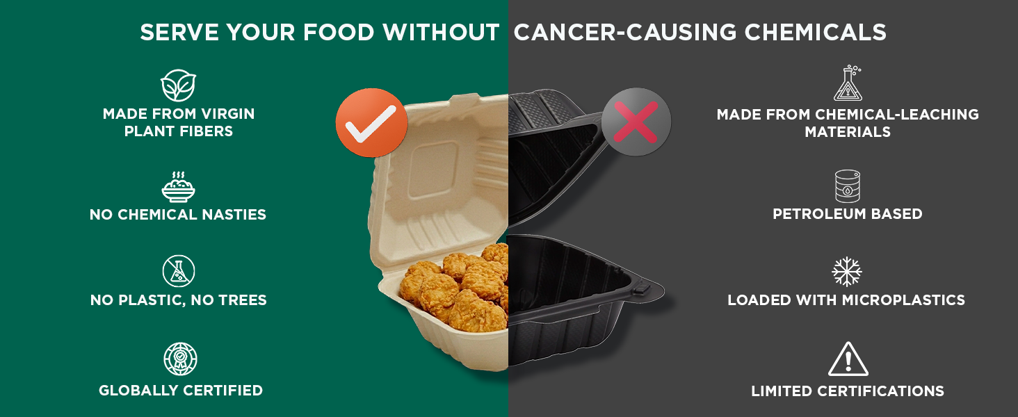 Take Out containers Leak free 6 inch Heavy duty Clamshell
