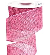 Ribbli Pink Burlap Wired Ribbon,2-1/2 Inch x 10 Yard, Easter Wired Edge Ribbon for Big Bow,Wreath...