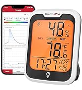 ThermoPro TP358 Bluetooth Thermometer for Room Temperature with Built-in Clock, Smart Temperature...