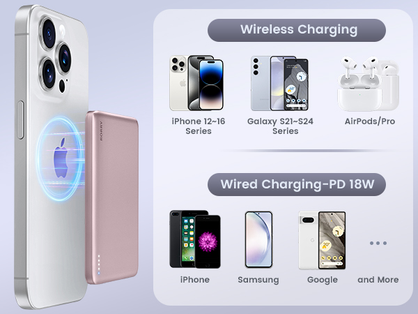 portable wireless charger for iphone power bank magnetic