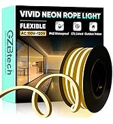 GZBtech Flexible LED Neon Rope Lights 16.4FT, AC 110-120V Waterproof Neon Strip Light, 120 LEDs/M...