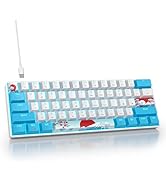 SbocKeeb 60% Mechanical Keyboard Blue and White, Compact 60 Percent Gaming Keyboard RGB Backlit, ...
