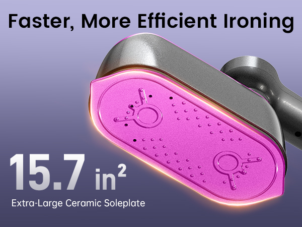 15.7 in² Large Heating Plate: Large heating plate offers even heat for faster wrinkle removal.