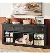 WLIVE Farmhouse TV Stand up to 65 Inch TV with 2 Storage Drawers &amp; Open Shelves, Entertainment Ce...