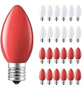 Brightown 25 Pack C9 LED Christmas Light Bulbs, Red White Plastic C9 Shatterproof LED Bulbs Repla...
