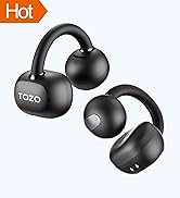 TOZO OpenEarRing True Open Ear Headphones, Lightweight Comfort Open Ear Clip Wireless Earbuds, Bl...