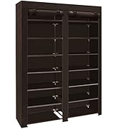 ERONE Shoe Rack Storage Organizer 7-10 Tier, Stackable Portable Covered Shoe Shelf Cabinet for Cl...