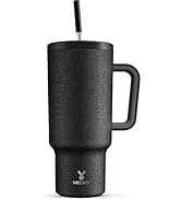 Meoky 40oz Tumbler with Handle, Leak-proof Lid and Straw, Insulated Coffee Mug Stainless Steel Tr...