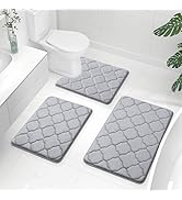 OLANLY Memory Foam Bath Mat Set of 3 Piece, Bathroom Rugs and Toilet Rug U-Shaped, Ultra Soft and...