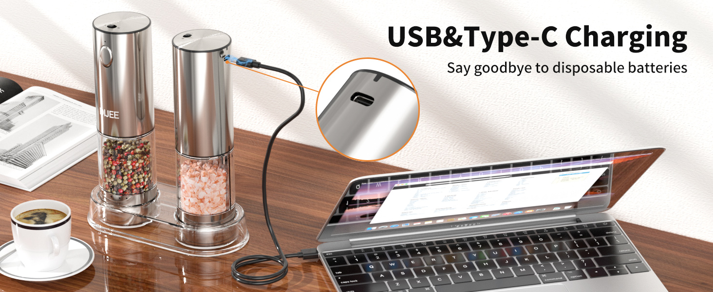 Electric Salt and Pepper Grinder Set