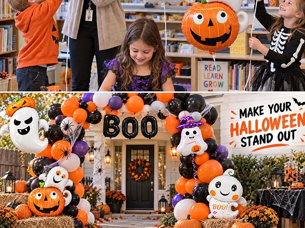 7 Pieces Halloween Ghost Pumpkin Boo Balloons Set