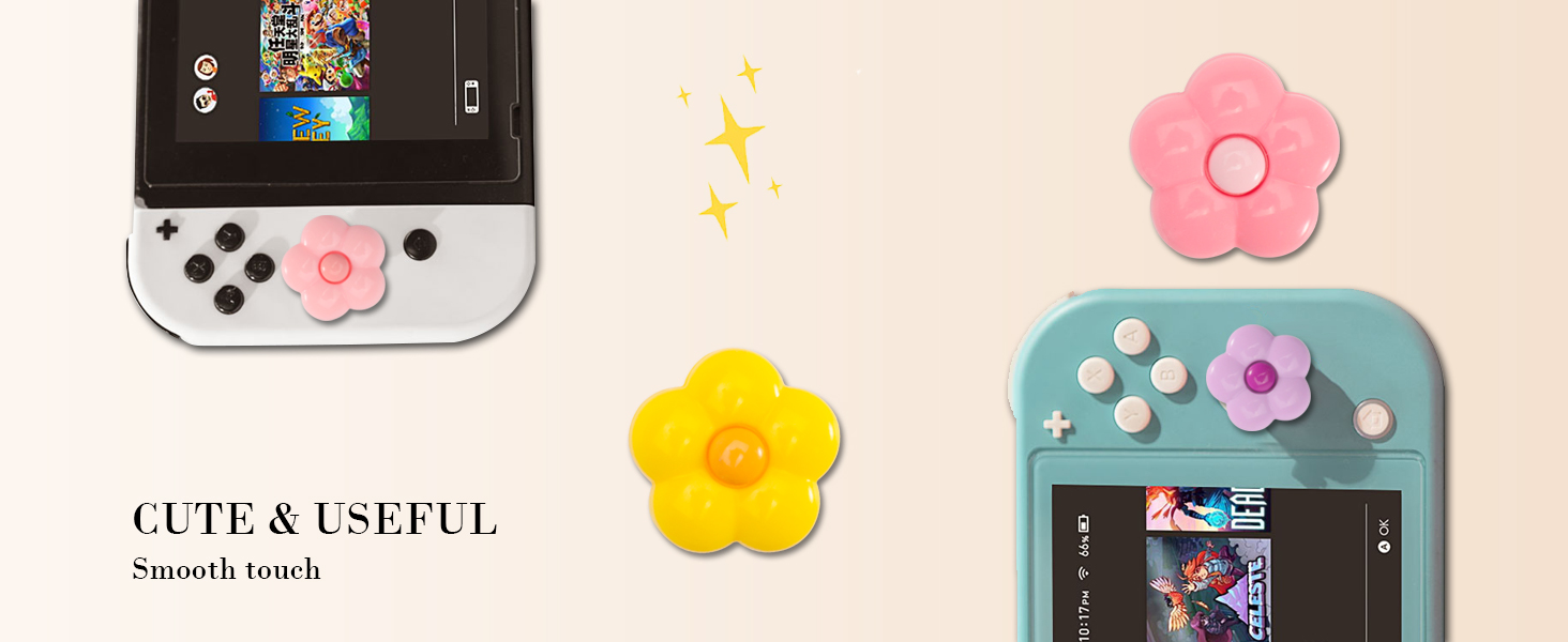 switch thumb grips caps joycon button covers flowers